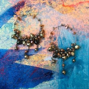 Vintage Beaded Hoop Earrings